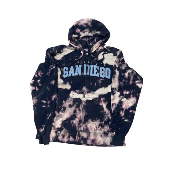 Vintage Acid Wash University of San Diego Zip-Up Hoodie, Adult Mens Large - Picture 1 of 2